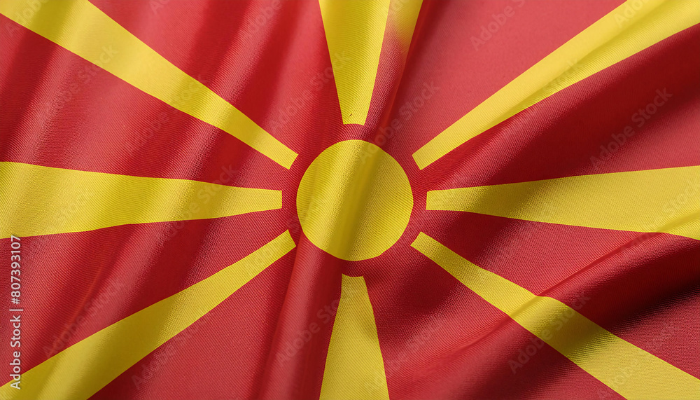 Realistic Artistic Representation of North Macedonia waving flag Realistic Artistic Representation of North Macedonia waving flag