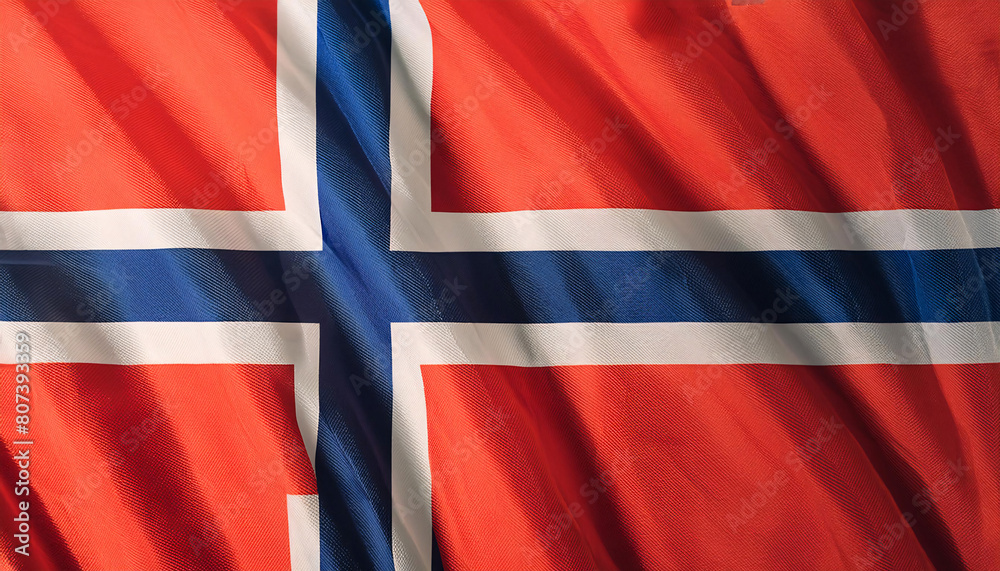 Fototapeta premium Realistic Artistic Representation of Norway waving flag