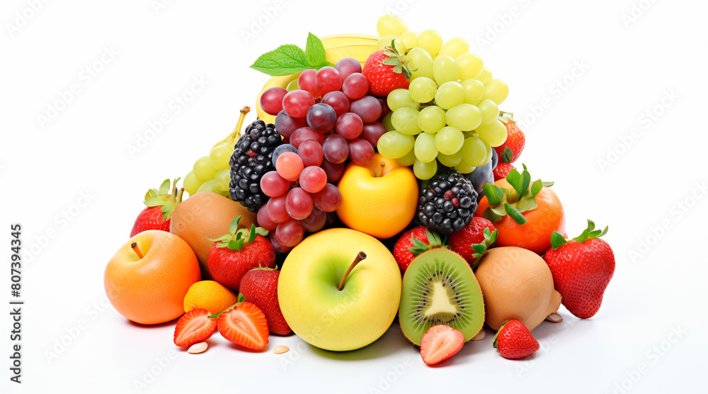 Brain with fruits, concept of healthy living and eating healthy food Brain with fruits, concept of healthy living and eating healthy food
