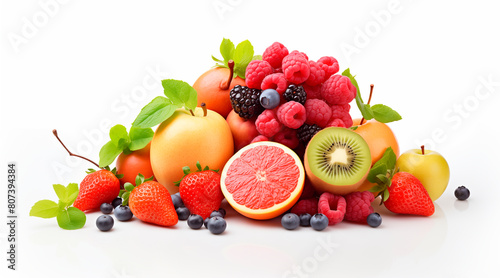 Brain with fruits  concept of healthy living and eating healthy food