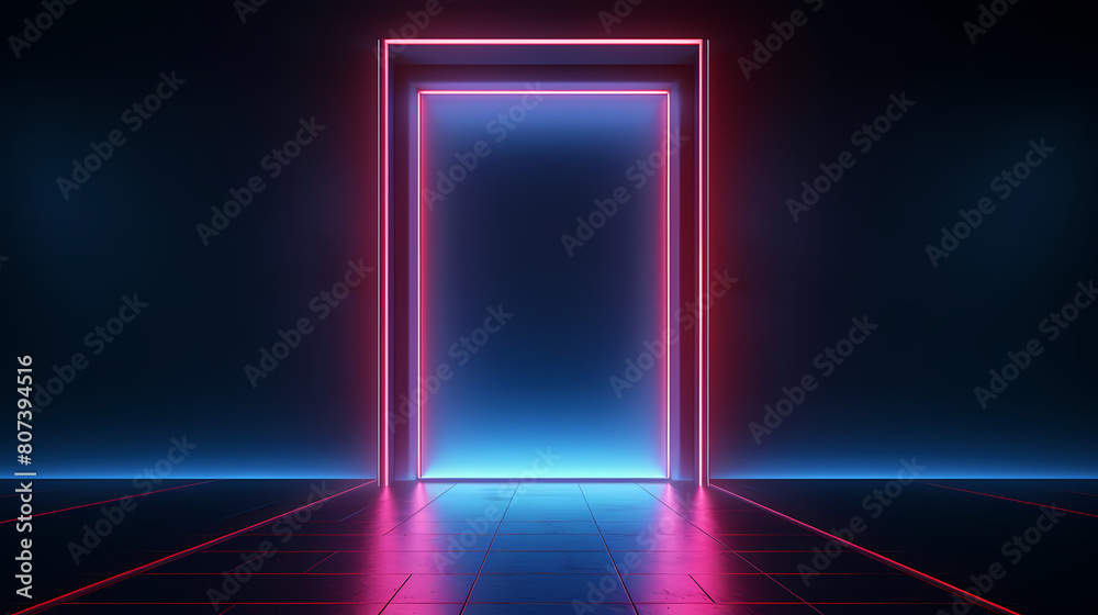 Abstract neon background with blue and red glowing lines Abstract neon background with blue and red glowing lines