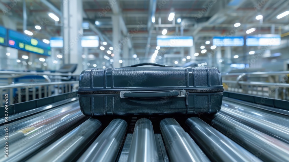 Fototapeta premium Industrial interior with plastic crates and conveyors � warehouse scene