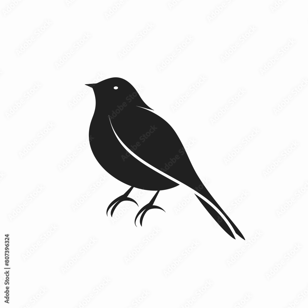 Obraz premium Minimalist blackbird silhouette on a white background.