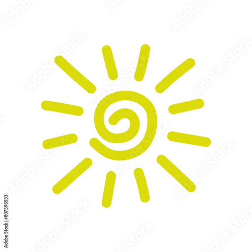 Sun icon. Colored silhouette. Front view. Vector simple flat graphic illustration. Isolated object on a white background. Isolate.