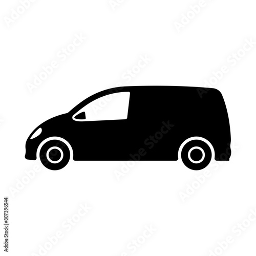 Cargo minivan icon. Black silhouette. Side view. Vector simple flat graphic illustration. Isolated object on a white background. Isolate.
