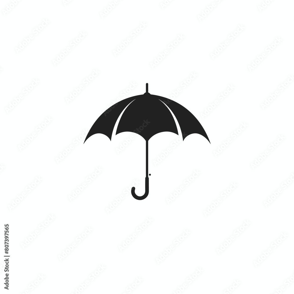 Minimalist black umbrella icon on a white background. Minimalist black umbrella icon on a white background.