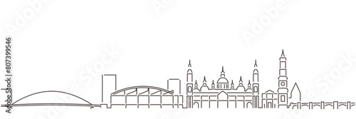 Zaragoza Dark Line Simple Minimalist Skyline With White Background