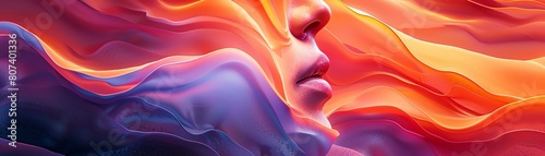 Capture the essence of utopian dreams in a frontal view abstract art exhibition using vibrant colors and dynamic shapes in a digital rendering technique