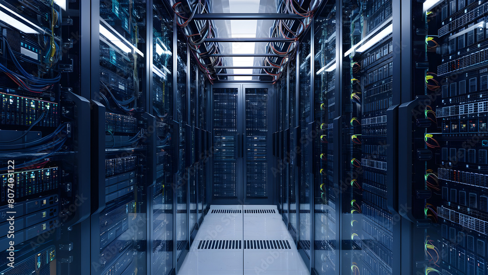 Fototapeta premium server rack with cables