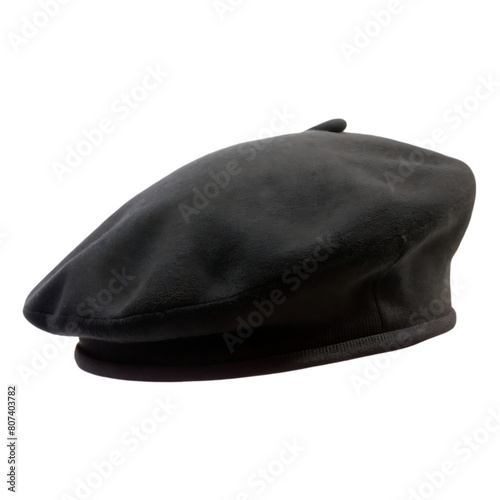 Black French cap beret side view