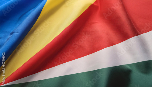 Realistic Artistic Representation of Seychelles waving flag