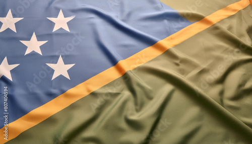 Realistic Artistic Representation of Solomon Islands waving flag photo
