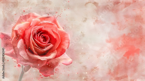 Watercolor background of spa beauty or red-pink rose-beige tone grunge texture. 