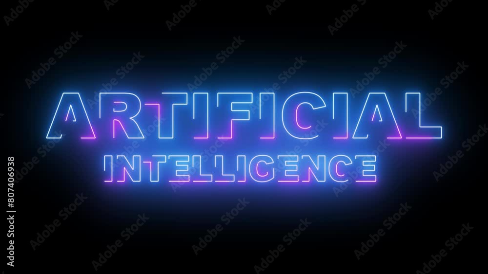Artificial Intelligence Animation Text with neon effect 4K Footage Artificial Intelligence Animation Text with neon effect 4K Footage