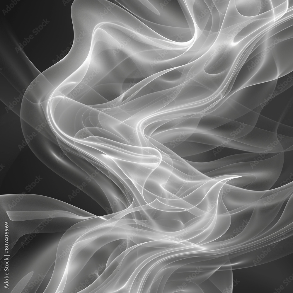 Fototapeta premium Smoke Grey Dynamic Fog Swirls: A Computer-Simulated Abstract Background