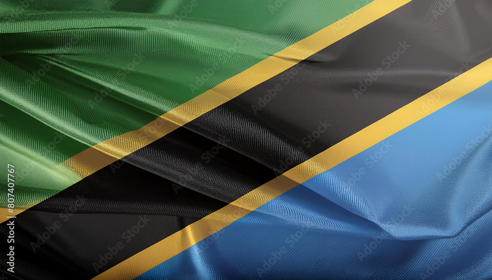 Realistic Artistic Representation of Tanzania waving flag