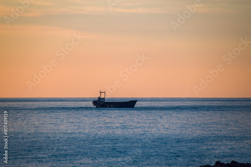 Sunset in Cyprus. View of Paphos coast at sunset. Evening landscape of Cyprus. © ngchiyui