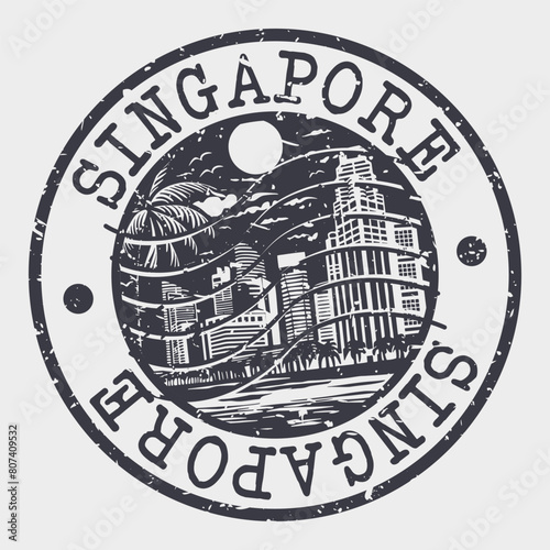 Singapore Stamp Postal. Silhouette Seal. Passport Round Design. Vector Icon. Design Retro Travel. National Symbol.	
