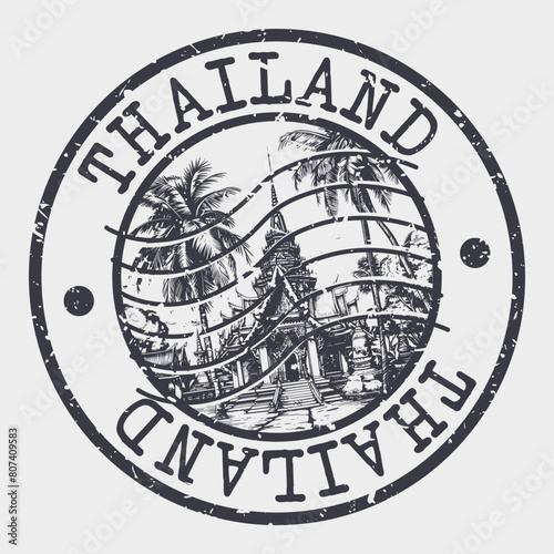 Thailand Stamp Postal. Silhouette Seal. Passport Round Design. Vector Icon. Design Retro Travel. National Symbol.	
