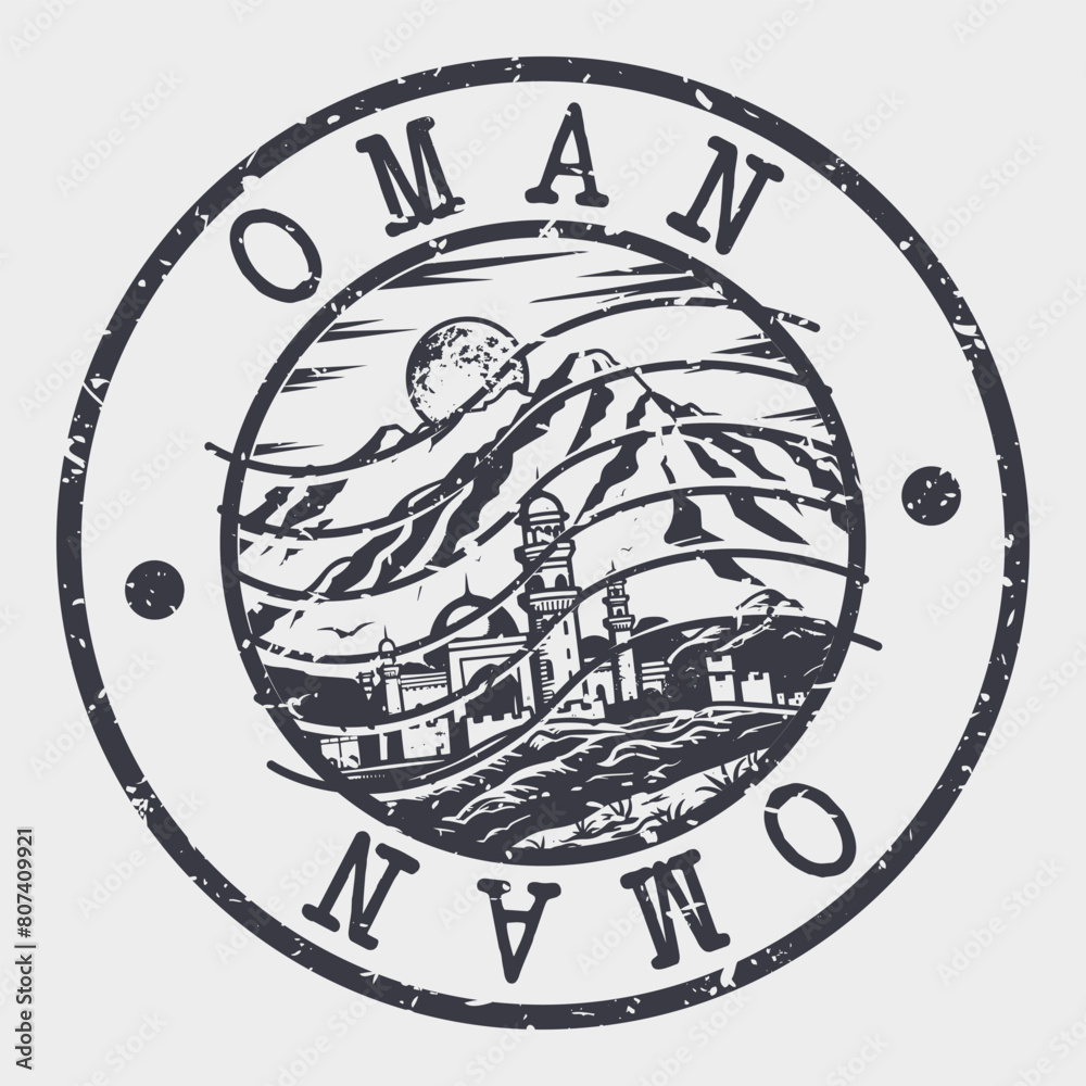 Oman Stamp Postal. Silhouette Seal. Passport Round Design. Vector Icon. Design Retro Travel. National Symbol.	
