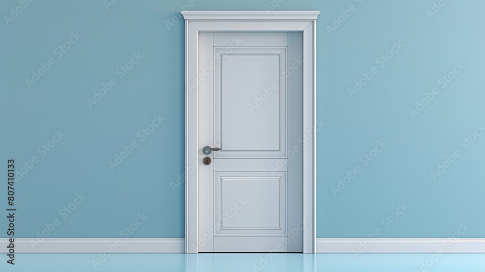 White Closed Door with Frame Isolated on Background.