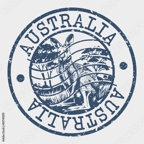 Australia Stamp Postal. Silhouette Seal. Passport Round Design. Vector Icon. Design Retro Travel. National Symbol.	
