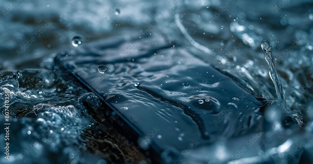 Dynamic Splash: Waterproof Smartphone in Action - High-Speed Photography, Cellphone Underwater, Splash proof Water resistant And Waterproof Smartphone.