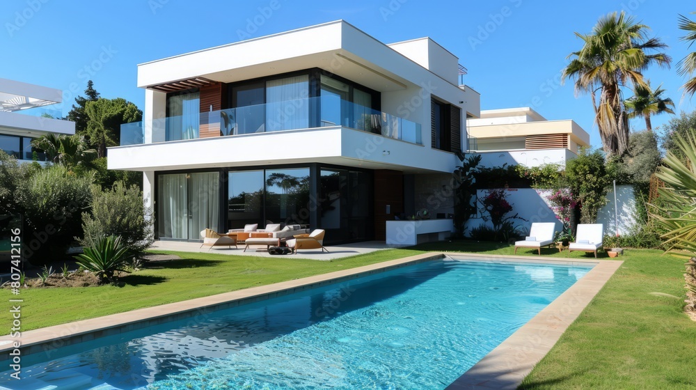 This luxurious beachfront home offers unrivaled luxury. with modern decoration and cutting-edge architecture located on the coast There is a private swimming pool. and stunning sea views