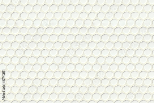 Seamless white lace with round holes fabric net texture. Grid big circle holes lace patterns. Decorative netting for decoration material surface.