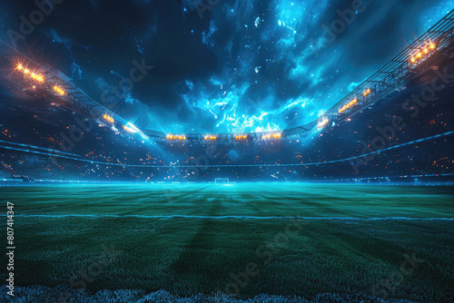 Soccer stadium field, soccer background photo