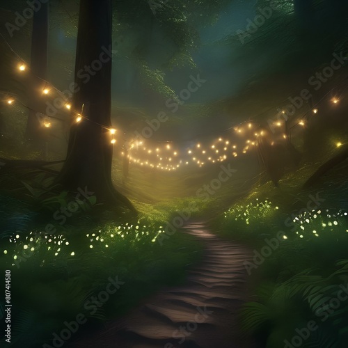 A magical forest glen with glowing fireflies, ancient trees, and a sense of wonder Enchanting and mystical atmosphere5 photo