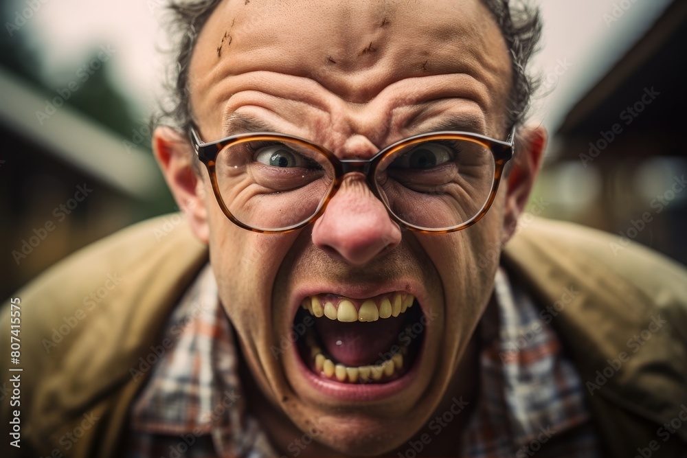 Expressive man with glasses making a funny face Expressive man with glasses making a funny face
