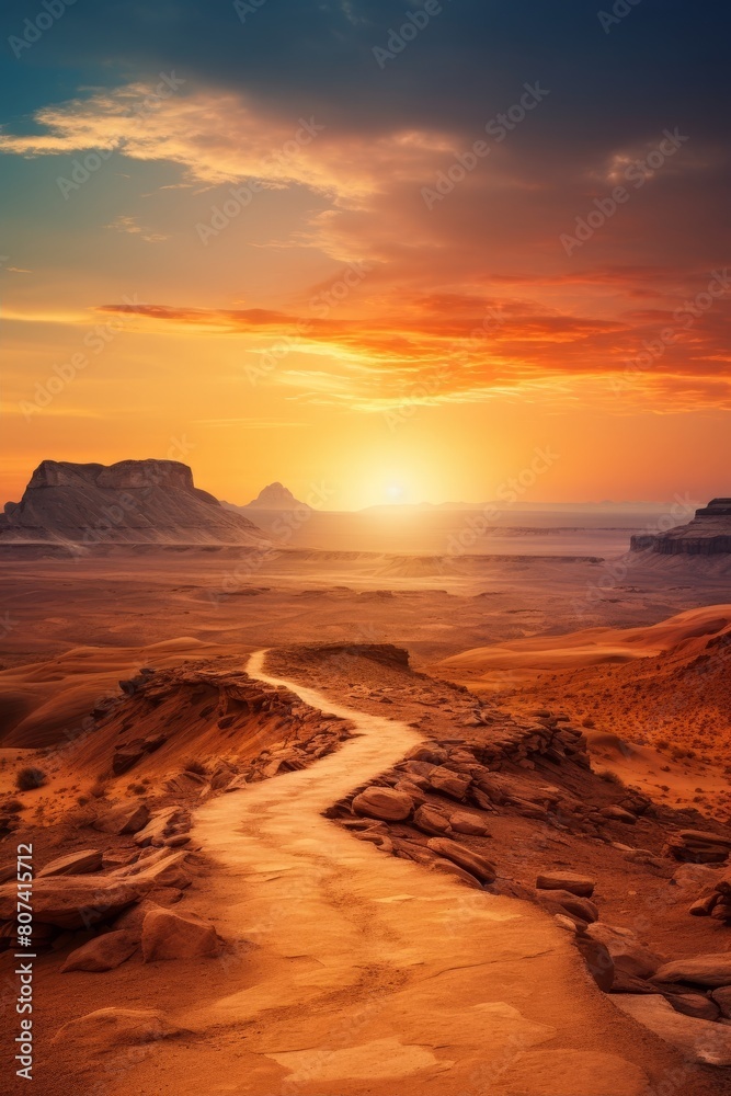 Breathtaking desert sunset landscape