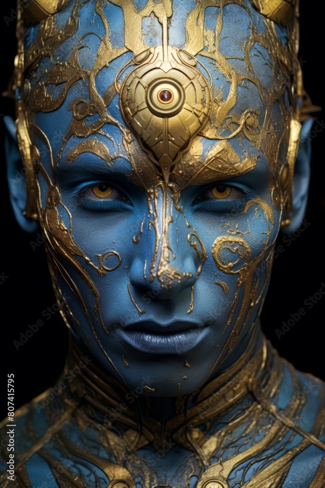 Mystical blue and gold face art