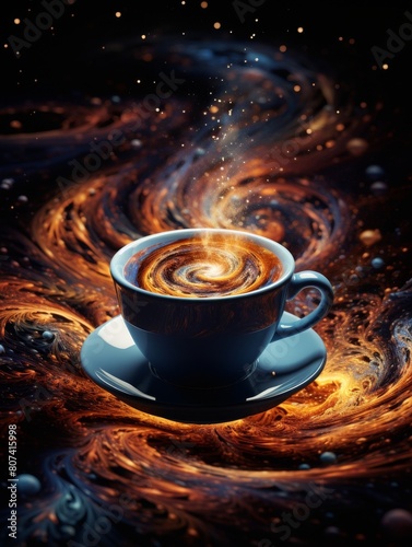 Swirling cosmic coffee cup