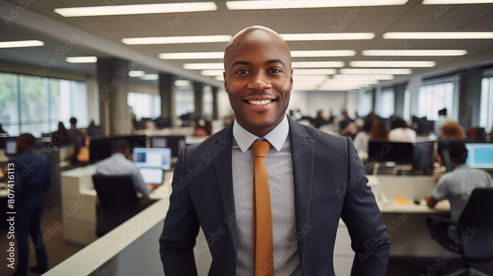 smiling businessman in modern office