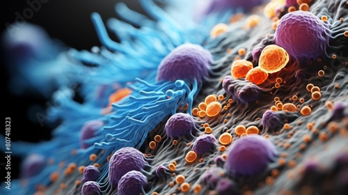 Colorful microscopic cells and organisms