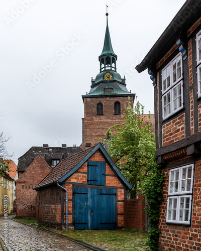 Picturesque narrow alley in Lüneburg, Lower Saxony, Germany