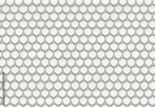 Seamless white lace with round holes fabric net texture. Big circle holes lace patterns. Decorative netting for decoration material surface.