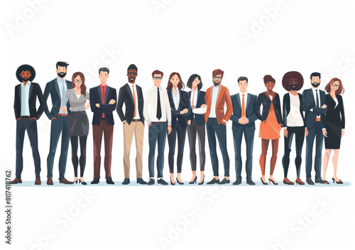 A large group of business people  men and women in an office on a white background vector illustration.