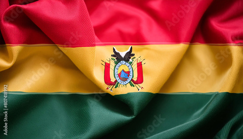 Realistic Artistic Representation of The Plurinational State of Bolivia waving flag photo