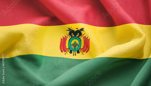 Realistic Artistic Representation of The Plurinational State of Bolivia waving flag photo