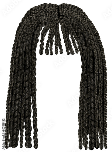 trendy african long hair cornrows. realistic 
graphics. fashion beauty style.