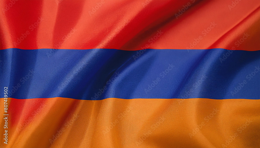 Realistic Artistic Representation of The Republic of Armenia waving flag