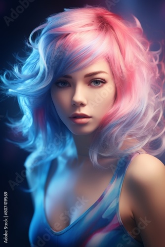 Vibrant hair colors and beauty portrait