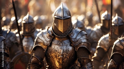 Armored medieval knight in battle