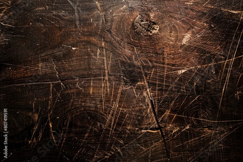 Dark Brown Wood Texture with Scratches as Background - generative ai