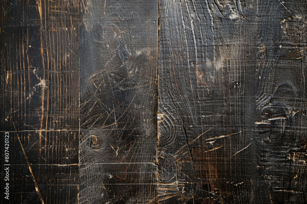 Dark Brown Wood Texture with Scratches as Background - generative ai