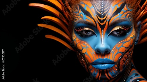 vibrant fantasy face art with dramatic makeup