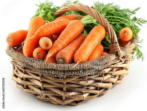 basket of carrots isolated background